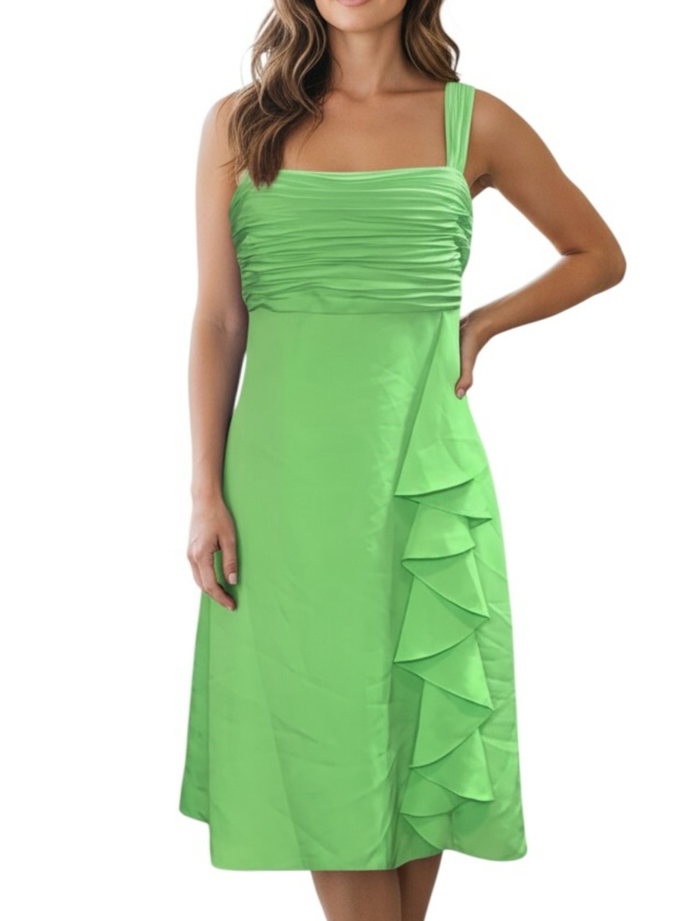 GIANNI BINI: Lime Green Ruffle Flounce Dress - Size 10